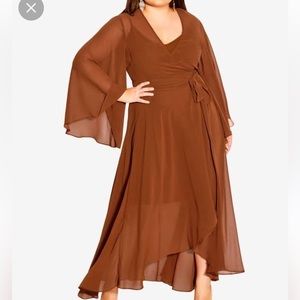 CITY CHIC WRAP DRESS 3X Burnt Orange